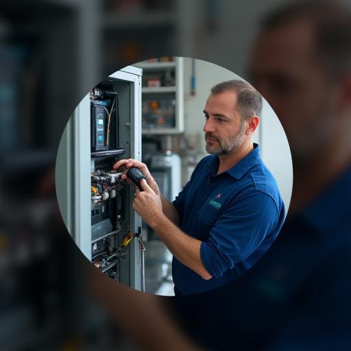 Technician performing HVAC maintenance