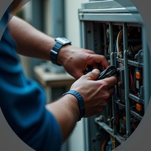 Technician repairing AC unit